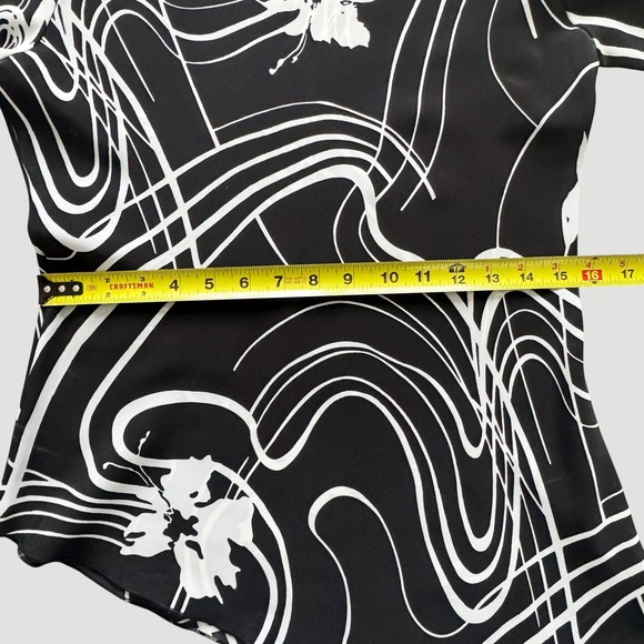 Vintage Ozone USA Black White Asymmetrical Handkerchief Blouse M Y2K Whimsigoth - Picture 7 of 13